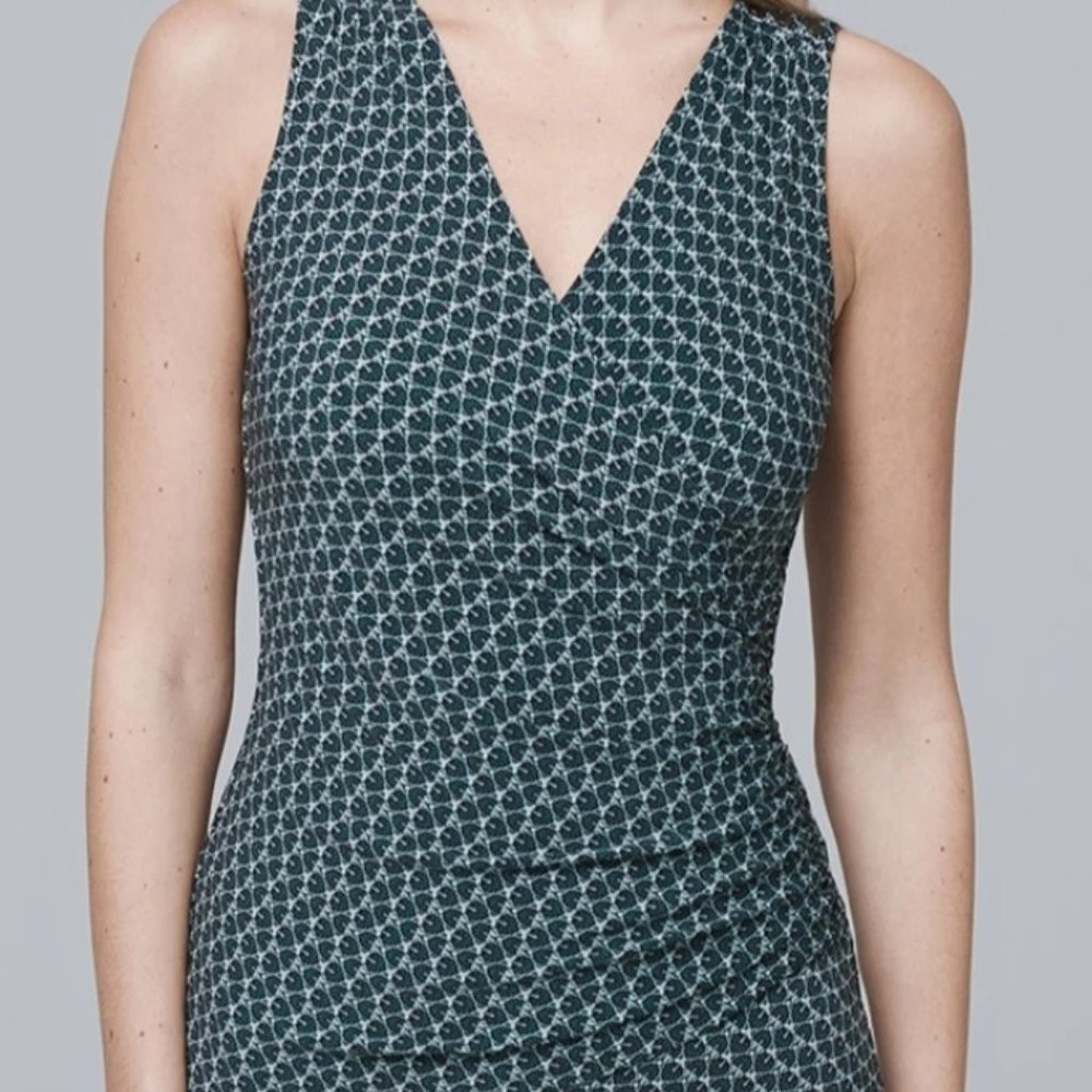 WHBM Sleeveless Wrap Blouse w Side Rouching